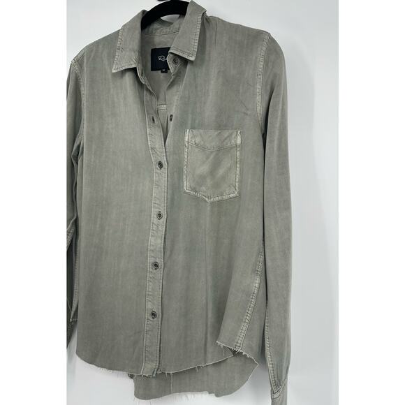 Rails Rhett raw hem button down shirt Moss - Picture 3 of 7